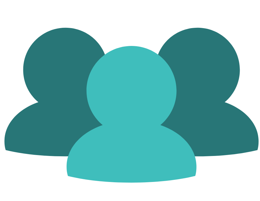 Three overlapping person icons in blue.