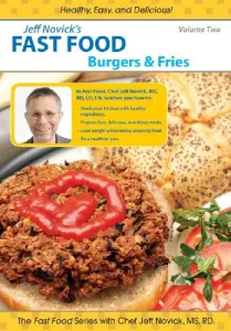 Fast food cookbook cover with burger image.
