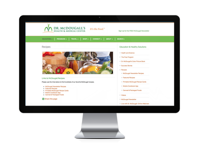 Website on desktop screen displaying health center.