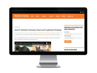 Computer screen displaying Potato Strong website.