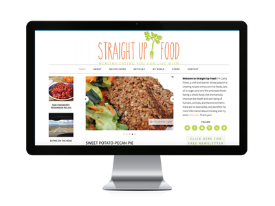 Food blog website displayed on a monitor.