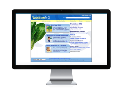 Nutrition website displayed on a computer monitor.