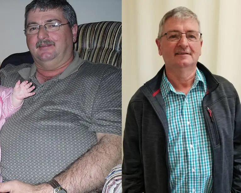 Man before and after weight loss transformation.
