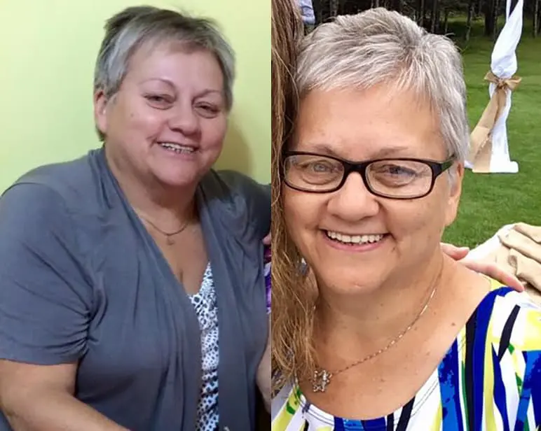 Two smiling women side by side outdoors.